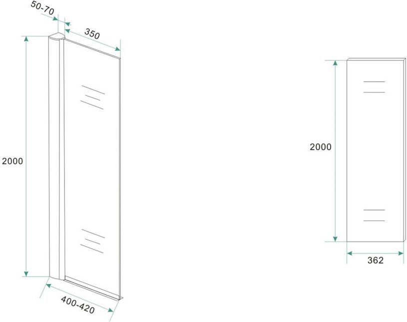 Wiesbaden Comfort vaste zijwand helder glas 40x200 cm