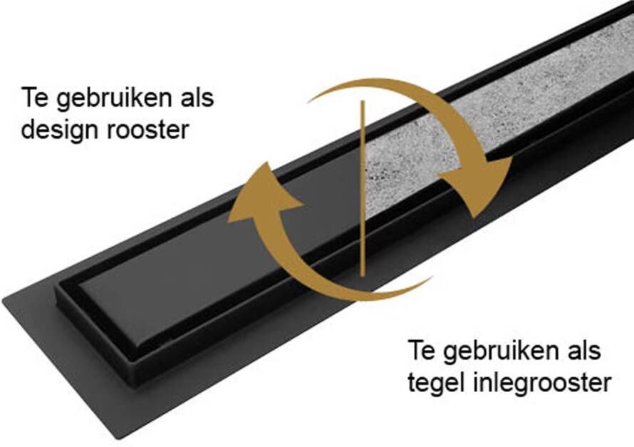 Wiesbaden Douchegoot 70 cm | Met flens en rooster | Mat zwart