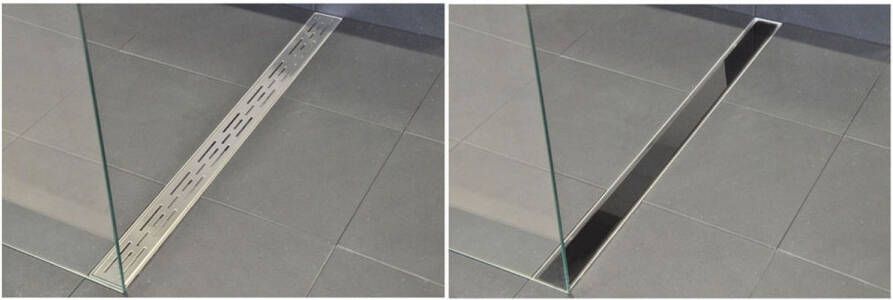 Wiesbaden Glasrooster voor douchegoot 70 cm | Glans zwart