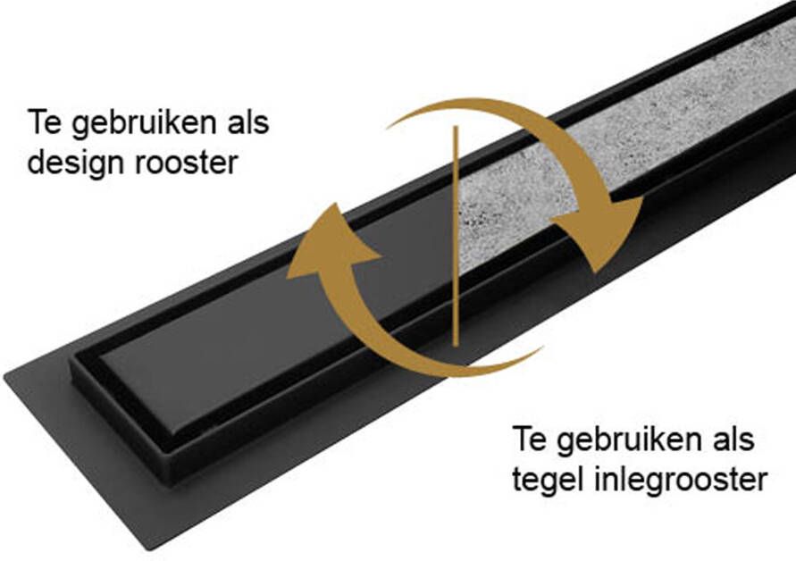 Wiesbaden Douchegoot set | 70 cm | Met vloerflens | Met tegelrooster | Mat zwart