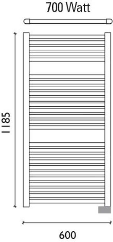 Wiesbaden Elara EL elektrische handdoek radiator 119x60 cm 700 watt zwart mat