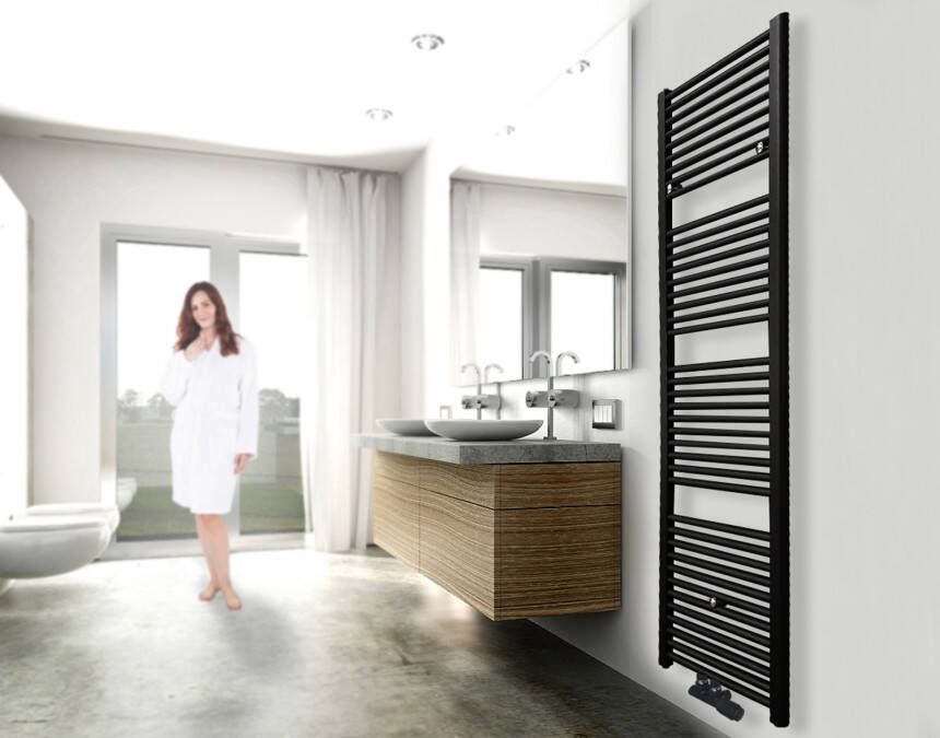 Wiesbaden Elara handdoek radiator 182x60 cm 1067 watt zwart mat
