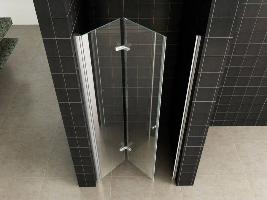 Wiesbaden Nisdeur vouwbaar Maki | 80x200 cm | Links | Helder glas | Chroom beslag