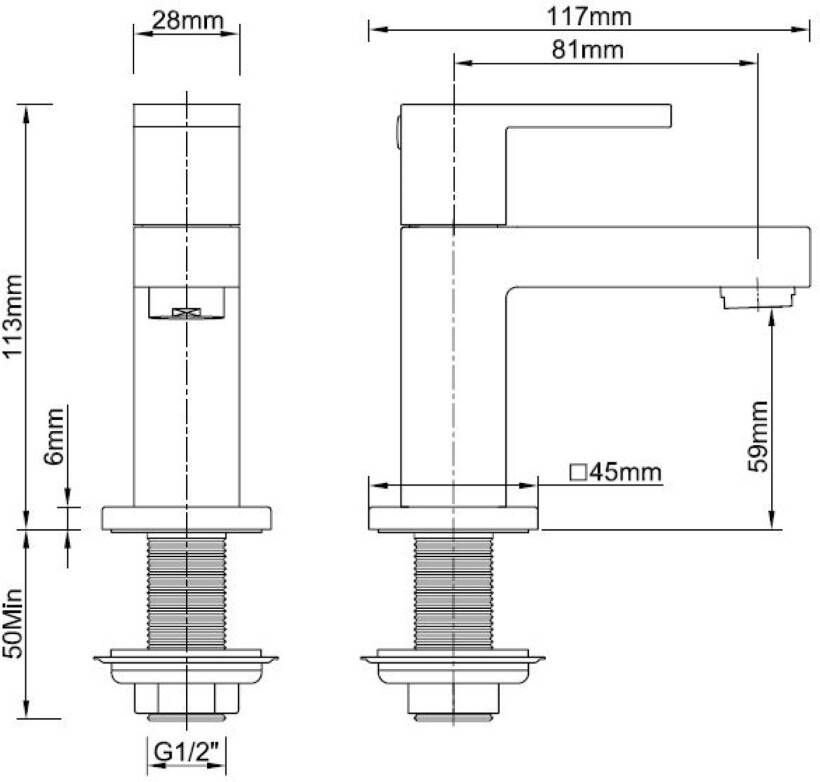 Wiesbaden Fonteinkraan Rombo | Opbouw | Koudwater kraan | Standaard model | Vierkant | Chroom