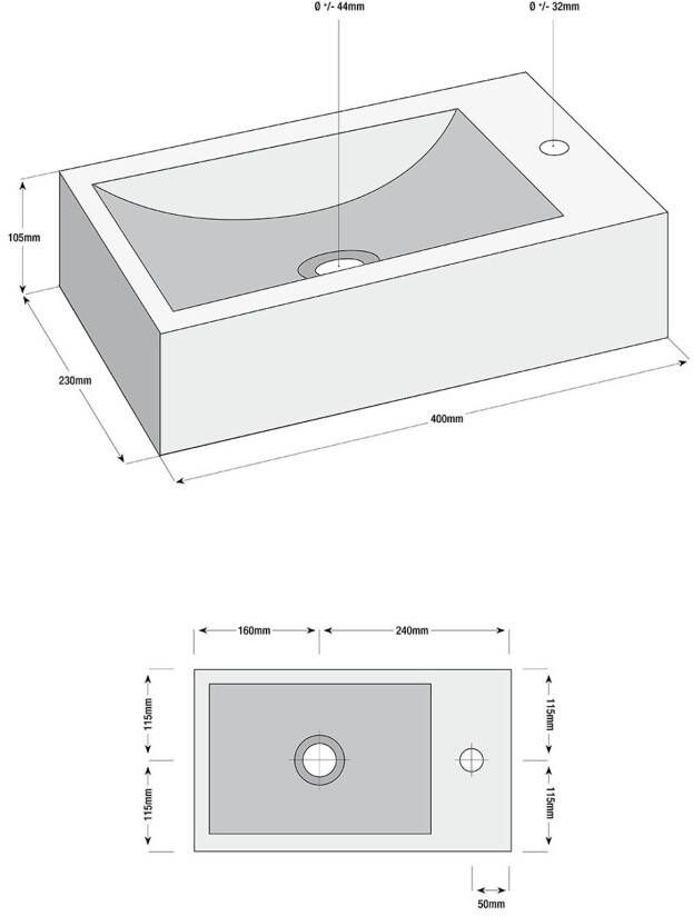 Wiesbaden Fonteinset natuursteen 40x23x10.5 cm rechts antraciet zwart