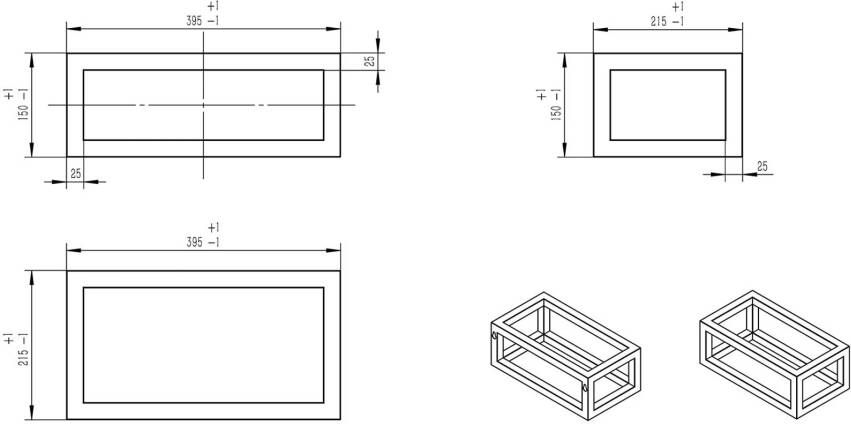 Wiesbaden Frame voor fontein Nick | Wandmontage | 39.5x15x21.5 cm | Vierkant | Rvs look