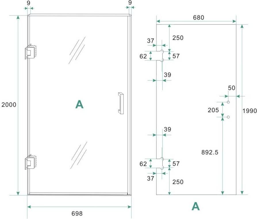Wiesbaden Glas voor nisdeur Less | 70x200x0.8 cm | Nano-coating | Vintage brons glas
