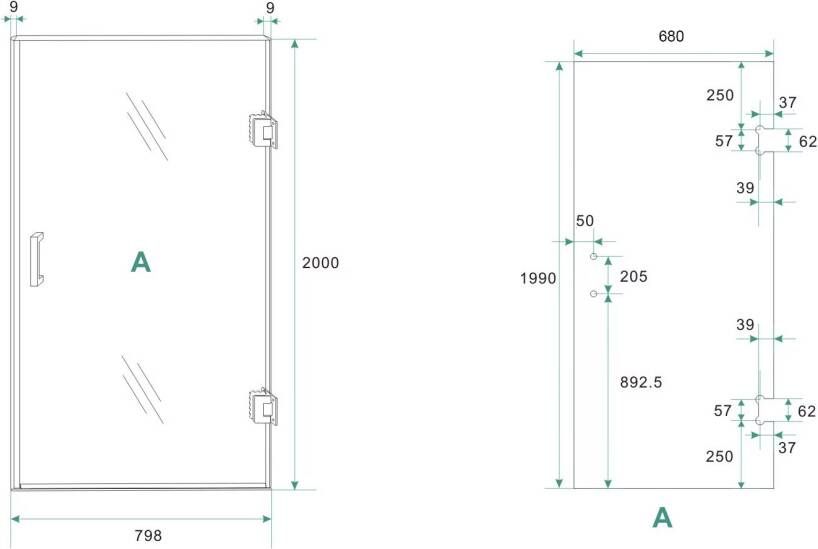 Wiesbaden Glas voor nisdeur Less | 70x200 cm | Rechts | Spiegelrook- naar helder glas