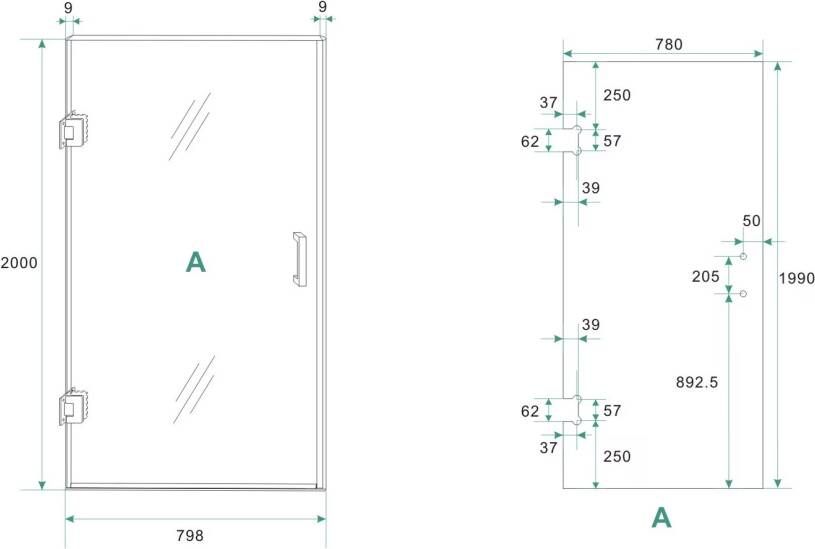 Wiesbaden Glas voor nisdeur Less | 80x200 cm | Links | Spiegelrook- naar helder glas