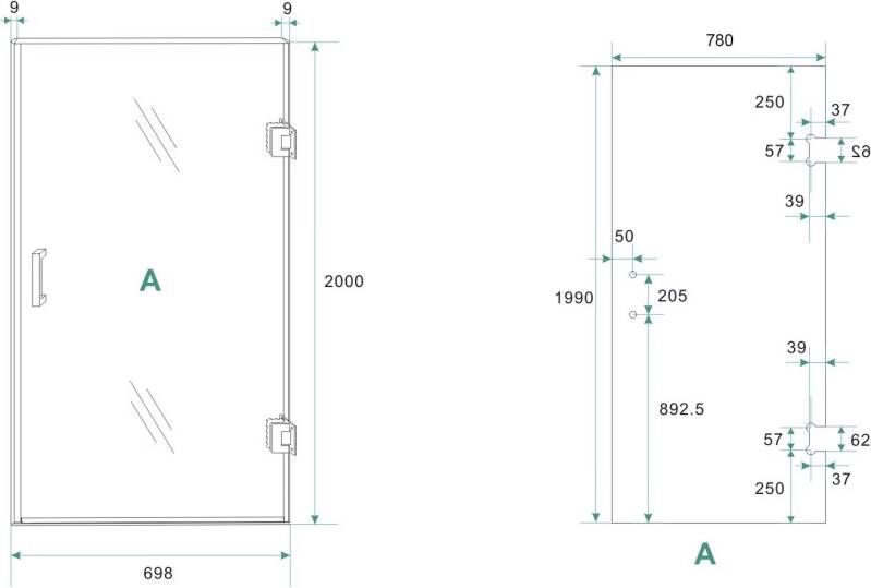 Wiesbaden Glas voor nisdeur Less | 80x200 cm | Rechts | Spiegelrook- naar helder glas