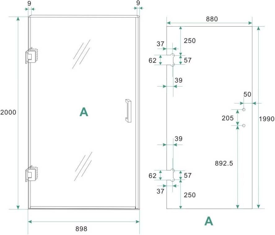 Wiesbaden Glas voor nisdeur Less | 90x200x0.8 cm | Nano-coating | Rookglas