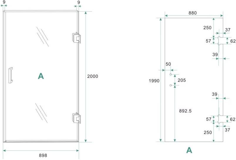 Wiesbaden Glas voor nisdeur Less | 90x200 cm | Rechts | Spiegelrook- naar helder glas