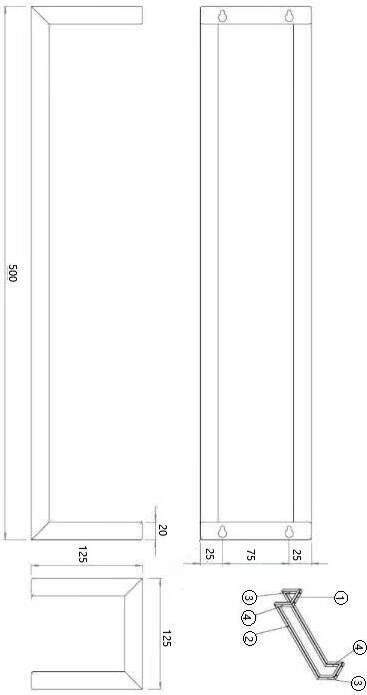 Wiesbaden Handdoek rek Loft | 50 cm | Wandmontage | Staal | Vierkant | Geborsteld messing