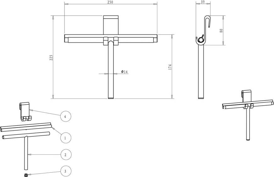 Wiesbaden Handwisser Alonzo | Met flexibele glashaak | Messing | Rond | RVS geborsteld