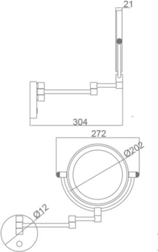 Wiesbaden Scheerspiegel Home | 20 cm | Rond | Directe LED verlichting | Drukschakelaar