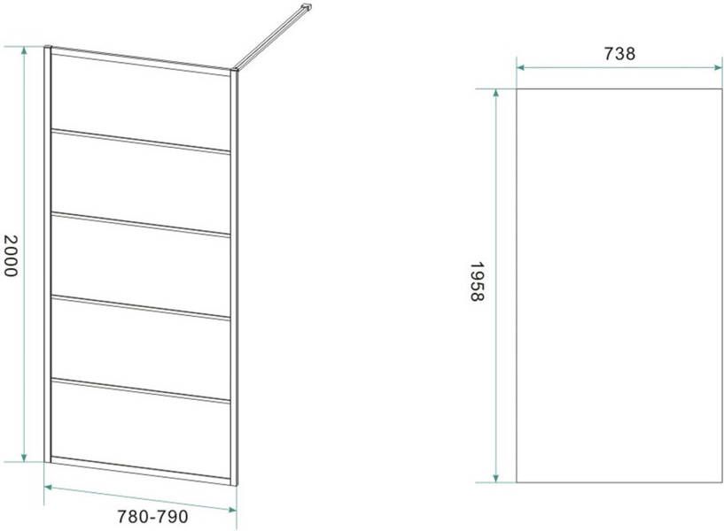 Wiesbaden Horizon inloopdouche helder glas 80x200 cm