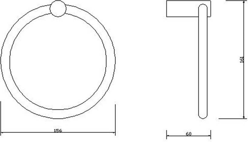 Wiesbaden Handdoek ring Ida | Wandmontage | 15.6 cm | Zwart mat