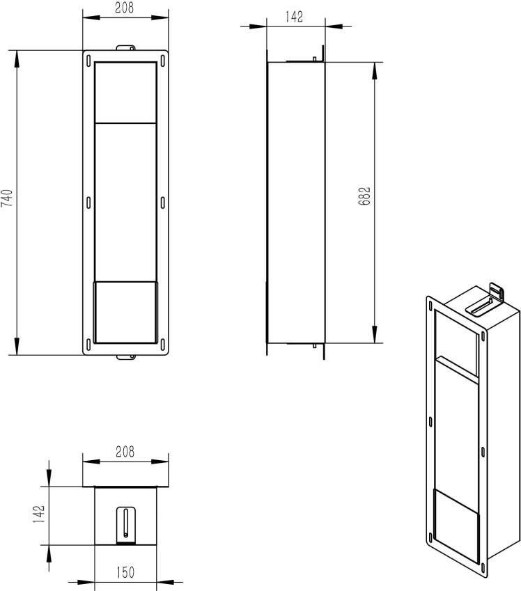 Xellanz Inbouwbox toilet- en of reserverolhouder Rocko | Inbouw | Messing | Rvs look