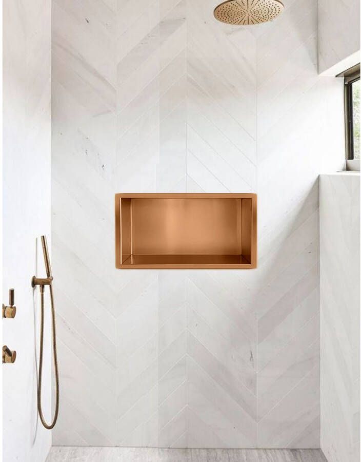 Wiesbaden Wandnis Demis | Inbouw | 30x60x7 cm | 1 vak | Geborsteld brons koper PVD