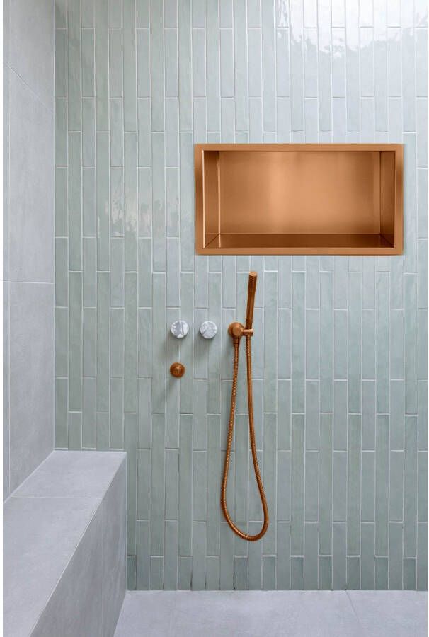 Wiesbaden Wandnis Demis | Inbouw | 30x60x7 cm | 1 vak | Geborsteld brons koper PVD
