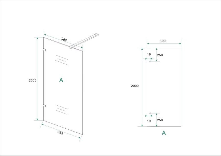 Wiesbaden Inloopdouche Less | 100x200 cm | Nano-coating | Incl.Stabilisatiestang | Helder glas | Geborsteld Brons Koper beslag