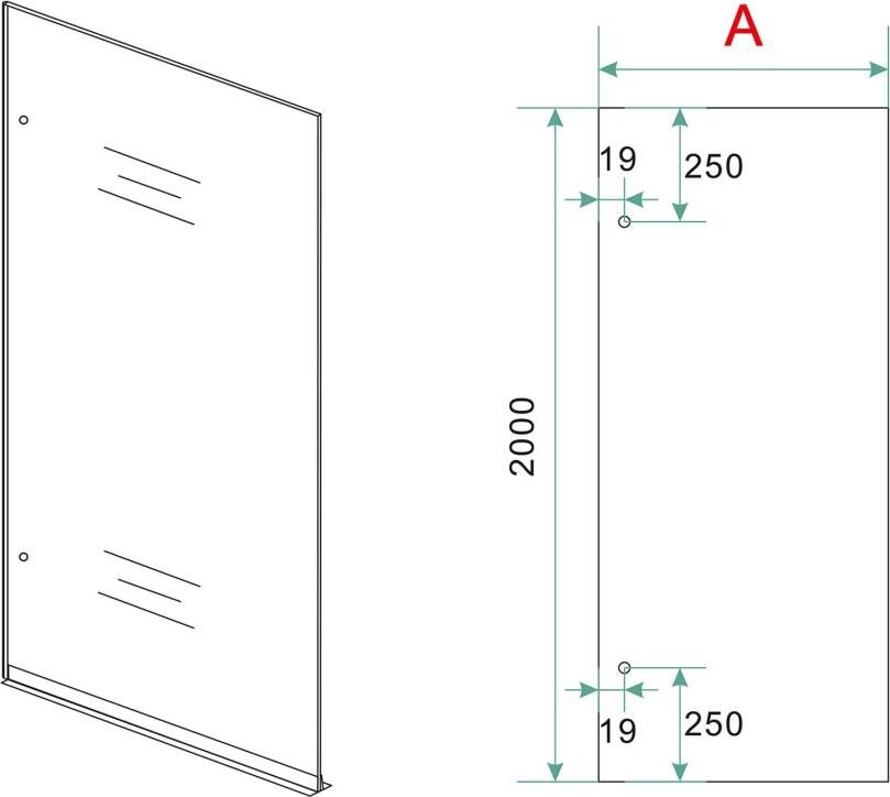 Wiesbaden Inloopdouche Less | 50x200 cm | Nano-coating | Excl.Schanierset | Helder glas