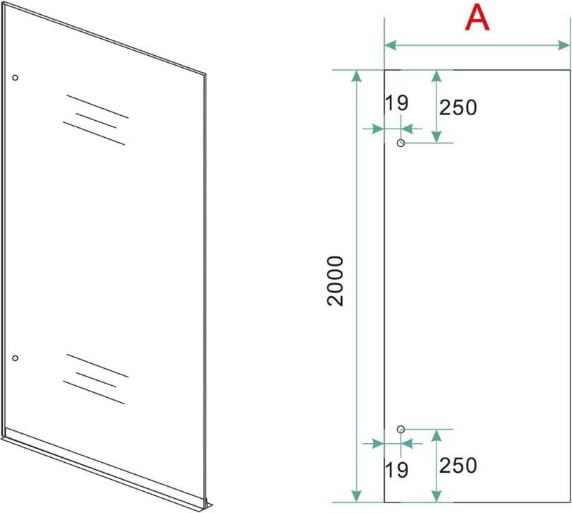 Wiesbaden Inloopdouche Less | 60x200 cm | Nano-coating | Incl.Schanierset | Helder glas | Mat zwart