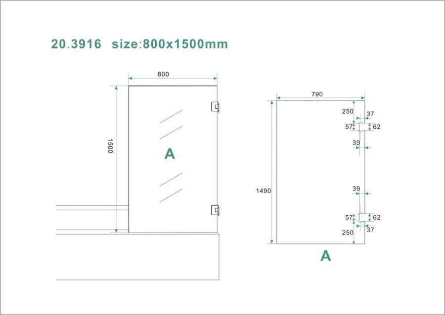 Wiesbaden Inloopdouche Less | 80x200 cm | Nano-coating | Incl.Stabilisatiestang | Helder glas | Geborsteld Messing beslag