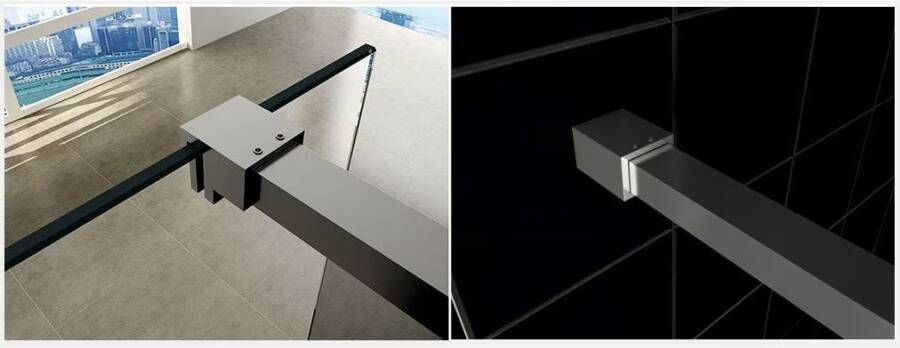 Wiesbaden Inloopdouche Less | 80x200x0.8 cm | Spiegelrook- naar helderglas | Chroom beslag