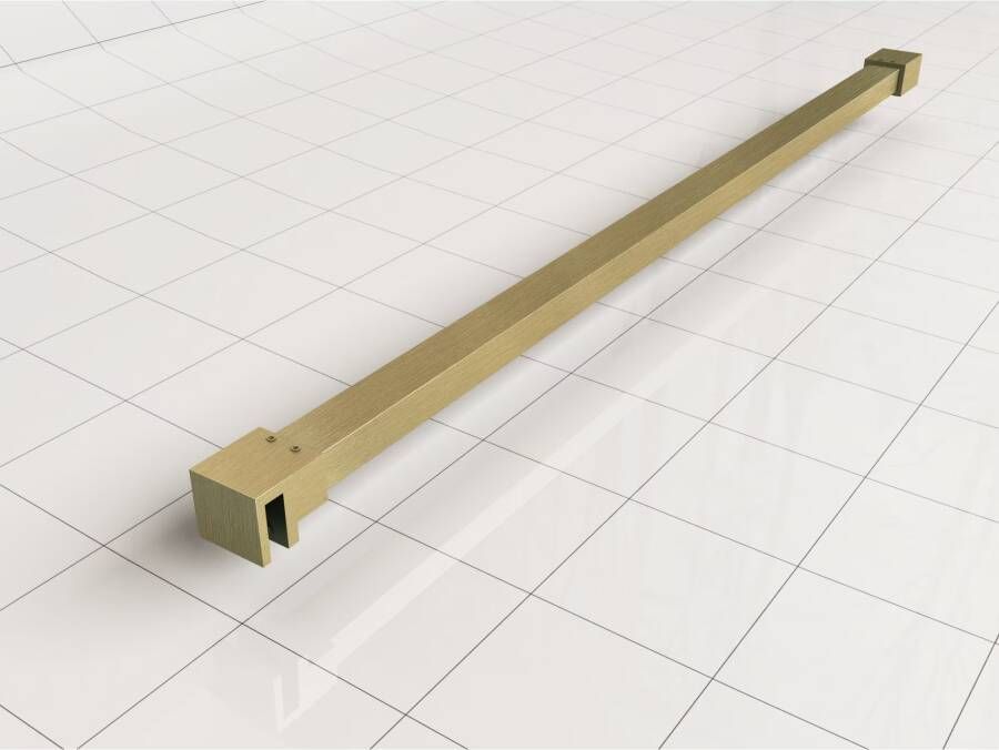Wiesbaden Inloopdouche Less | 80x200x0.8 cm | Spiegelrook- naar helderglas | Geborsteld messing beslag