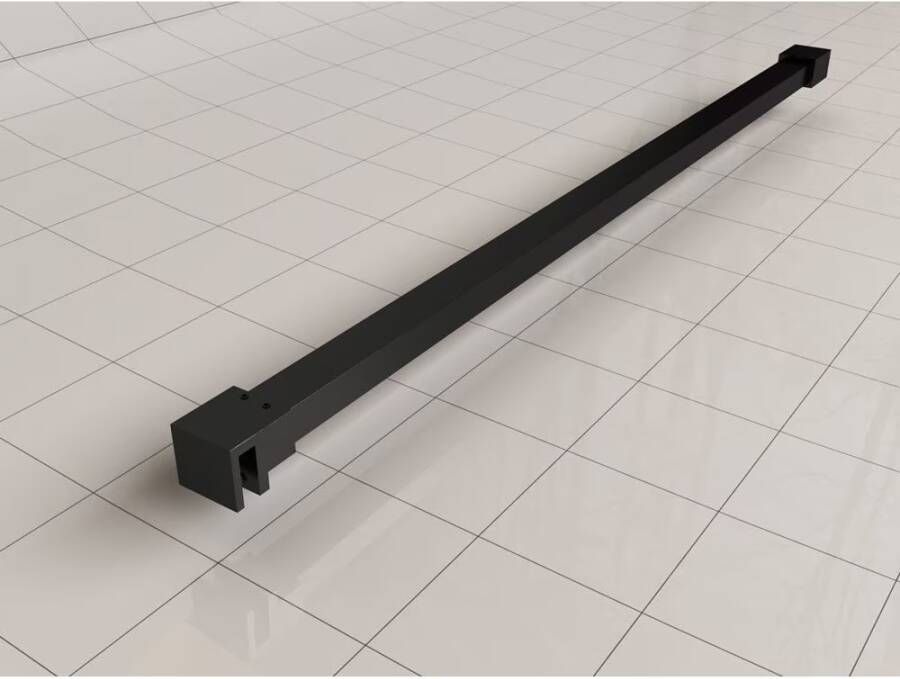 Wiesbaden Inloopdouche Less | 80x200x0.8 cm | Spiegelrook- naar helderglas | Mat zwart beslag