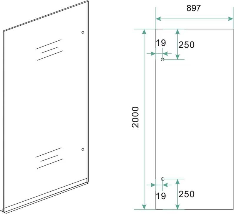 Wiesbaden Inloopdouche Less | 90x200 cm | Rechts | Spiegelrook- naar helder glas | Gunmetal beslag