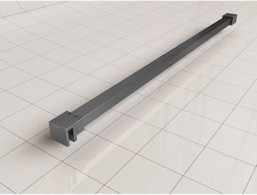 Wiesbaden Inloopdouche Less | 90x200x0.8 cm | Rechts | Spiegelrook- naar helder glas | Gunmetal beslag