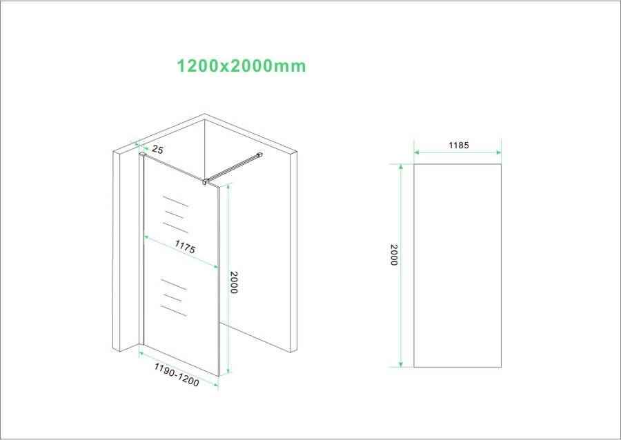 Wiesbaden Inloopdouche Slim | 120x200 cm | Nano-coating | Warm koper | Zonder beslag