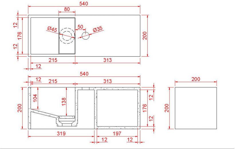 Wiesbaden Fontein Julia | 54x20x20 cm | Solid surface | Rechts montage | 1 kraangat | Rechthoek | Wit glans