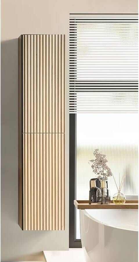 Wiesbaden Kolomkast Ribbella | Greeploos | 2 deuren | 160x36x30 cm | naturel eik
