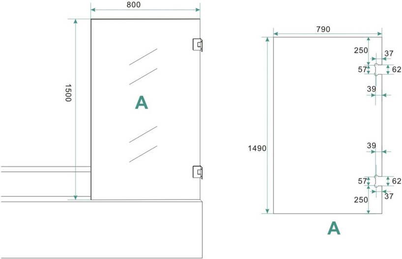 Wiesbaden Less badwand draaibaar profielloos helder glas 80x150 cm