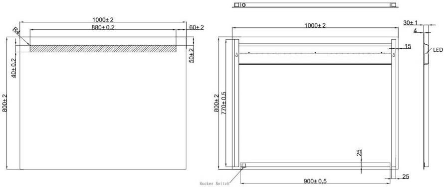 Wiesbaden Line Spiegel met LED verlichting 100x80 cm