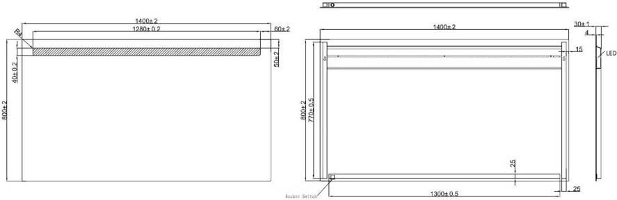 Wiesbaden Line Spiegel met LED verlichting 140x80 cm