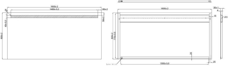 Wiesbaden Line Spiegel met LED verlichting 160x80 cm