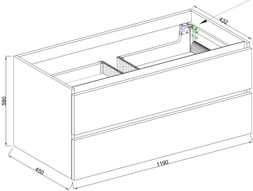 Wiesbaden Marmaris badmeubel met 2 laden en 1 uitsparing 120x46 cm zwart mat