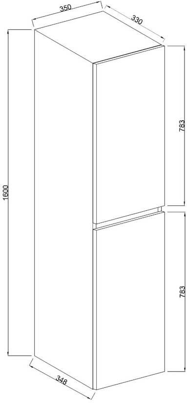 Wiesbaden Marmaris kolomkast 160x35x35 cm mdf 2 deuren zwart mat