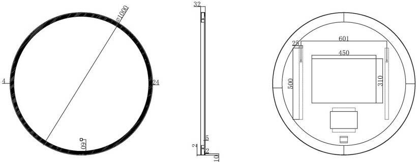 Wiesbaden Badkamerspiegel Maro | 100 cm | Rond | Directe LED verlichting | Touch button | Met verwarming