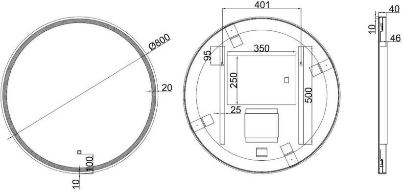 Wiesbaden Badkamerspiegel Maro | 80 cm | Rond | Directe LED verlichting | Touch button | Met verwarming