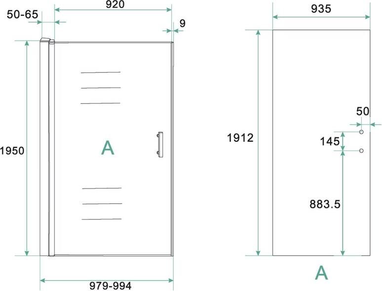 Wiesbaden Nisdeur Eco | 100x195x0.6 cm | Helder glas | Chroom beslag