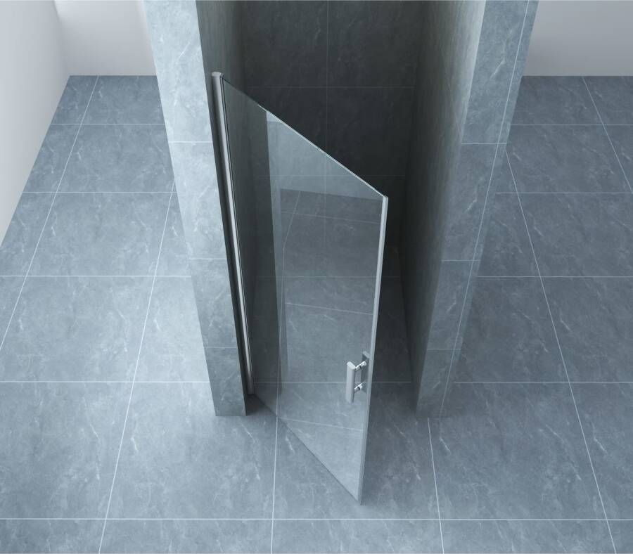 Wiesbaden Nisdeur Eco | 80x195x0.6 cm | Helder glas | Chroom beslag