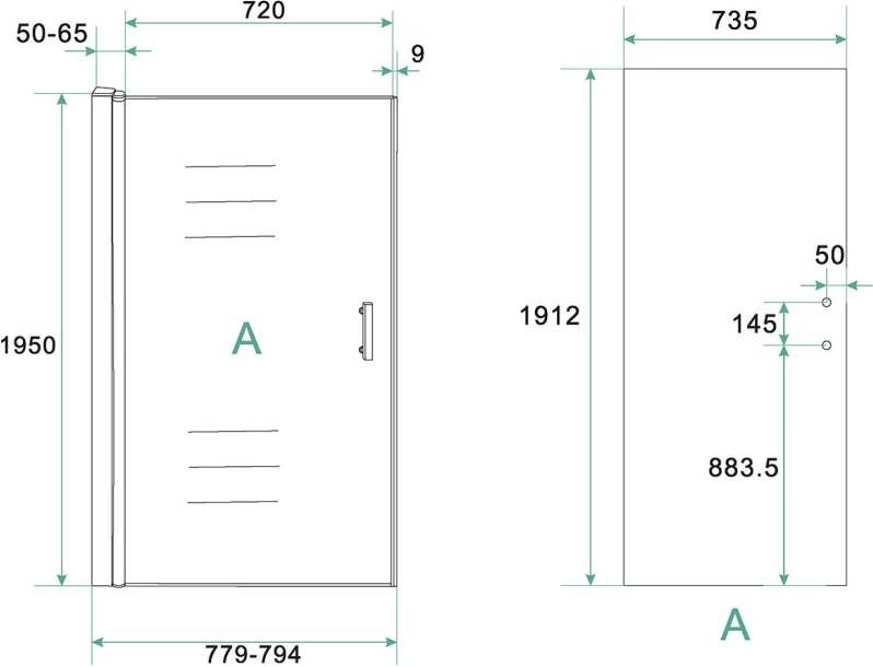 Wiesbaden Nisdeur Eco | 80x195x0.6 cm | Helder glas | Chroom beslag