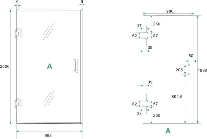 Wiesbaden Nisdeur Less | 100x200 cm | Nano-coating | Incl.Schanierset | Helder glas | Geborsteld brons koper beslag