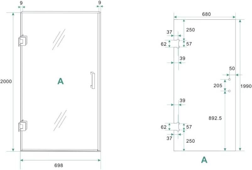 Wiesbaden Nisdeur Less | 70x200 cm | Nano-coating | Excl.Schanierset | Helder glas