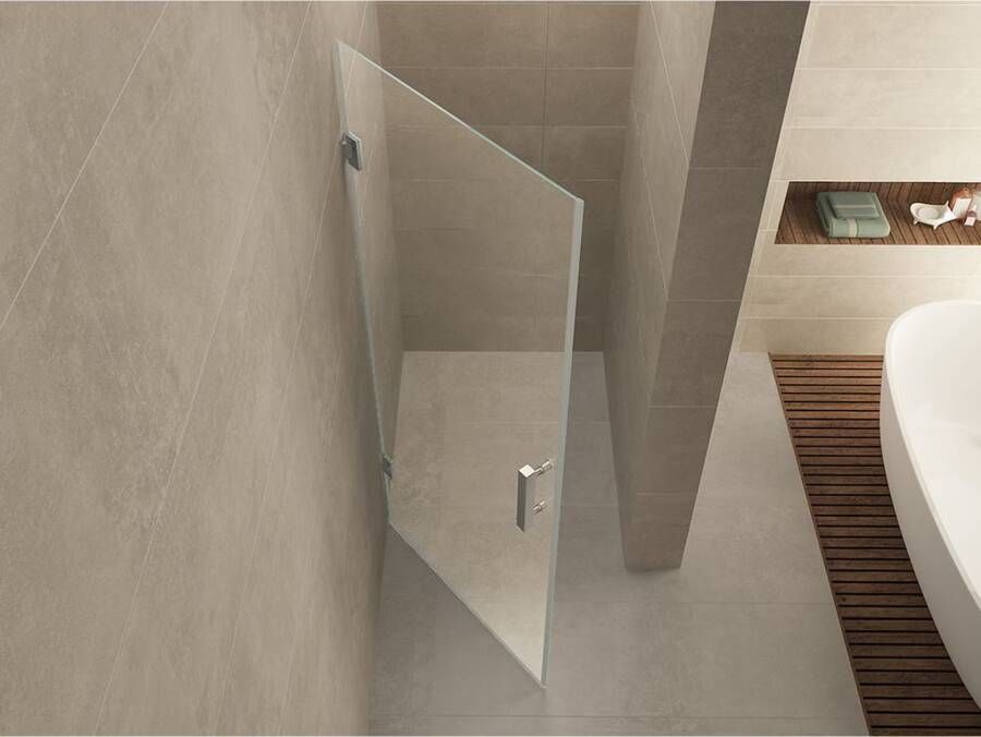 Wiesbaden Nisdeur Less | 70x200 cm | Nano-coating | Incl.Schanierset | Helder glas | Chroom beslag